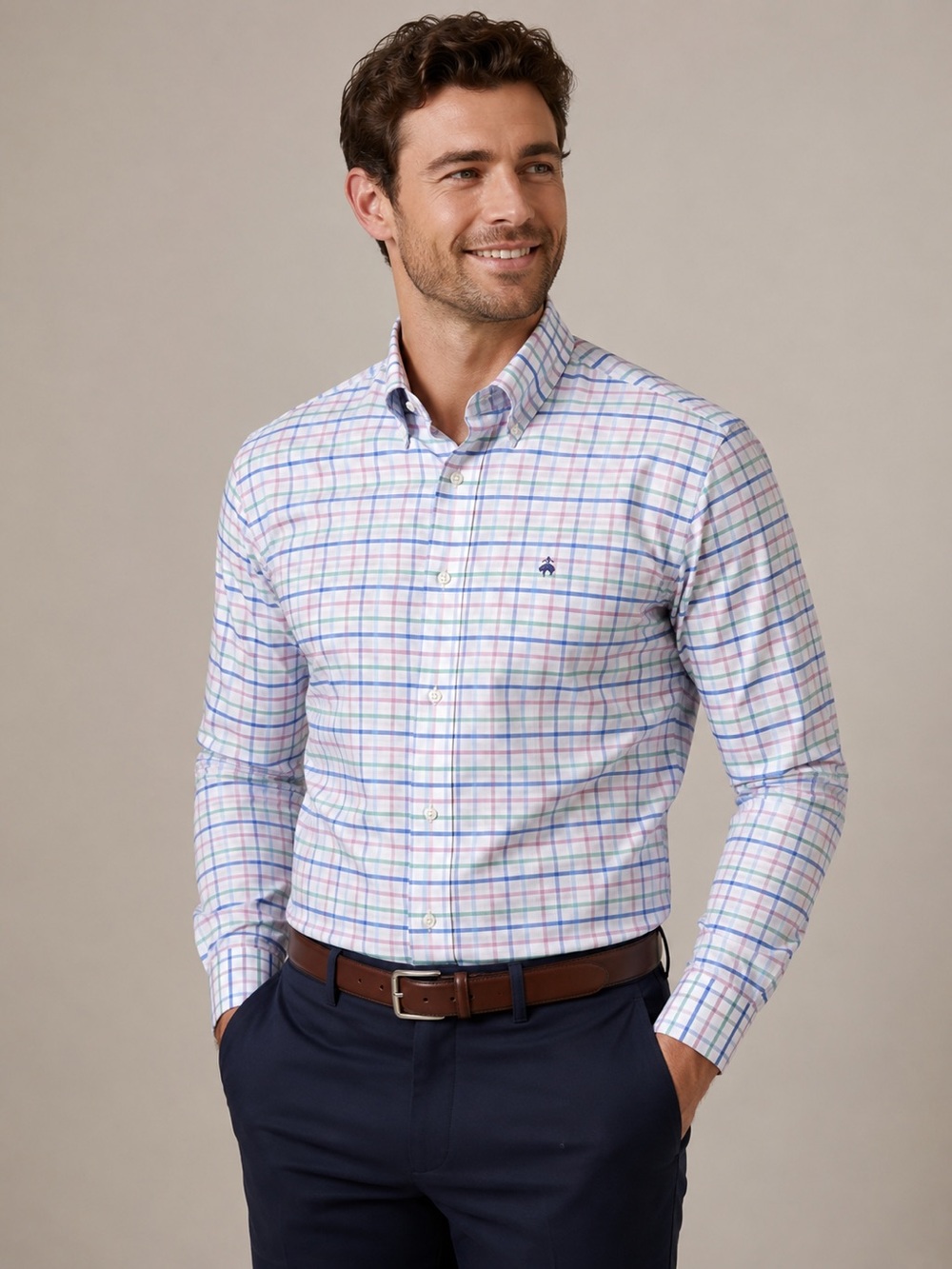 Brooks Brothers  – Slim Fit Non-Iron Stretch Dress Shirt – Large